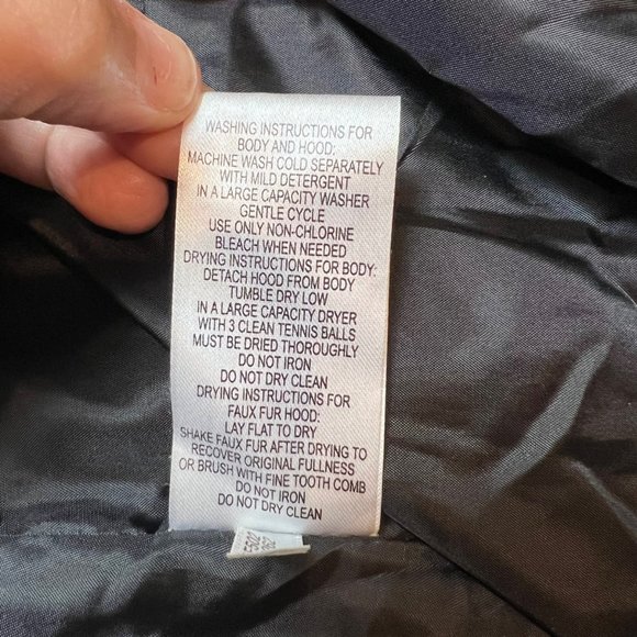 Calvin Klein Puffer Jacket Womens XL Black Down Puffer Faux Fur Lined Hood Parka - Picture 14 of 16